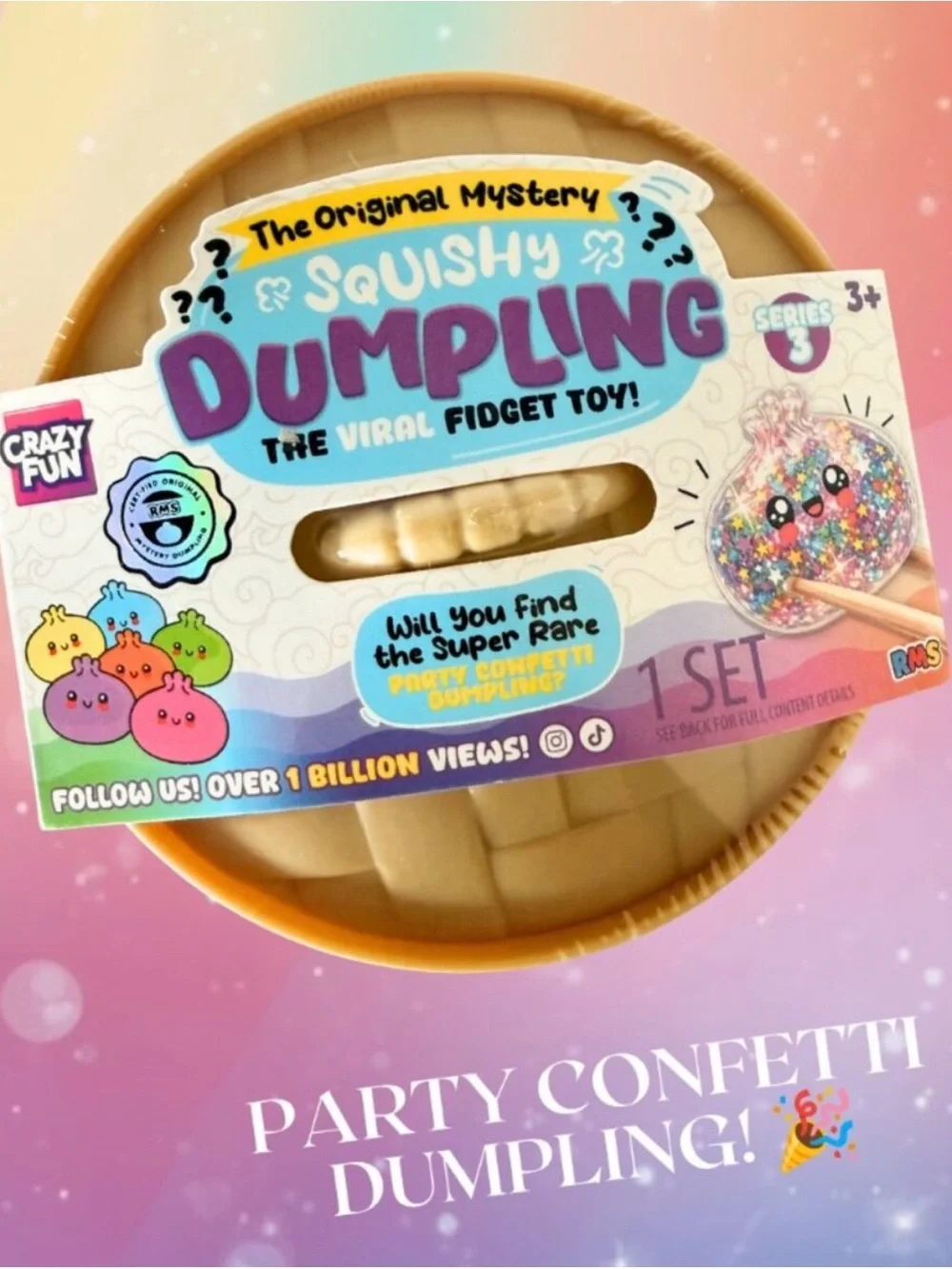 RMS Crazy Fun Squishy Dumpling Viral Fidget Toy Series 3 Mystery Dumpling
